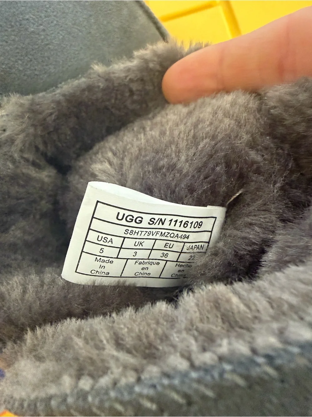 UGG Gray Plush Bailey Button Boots